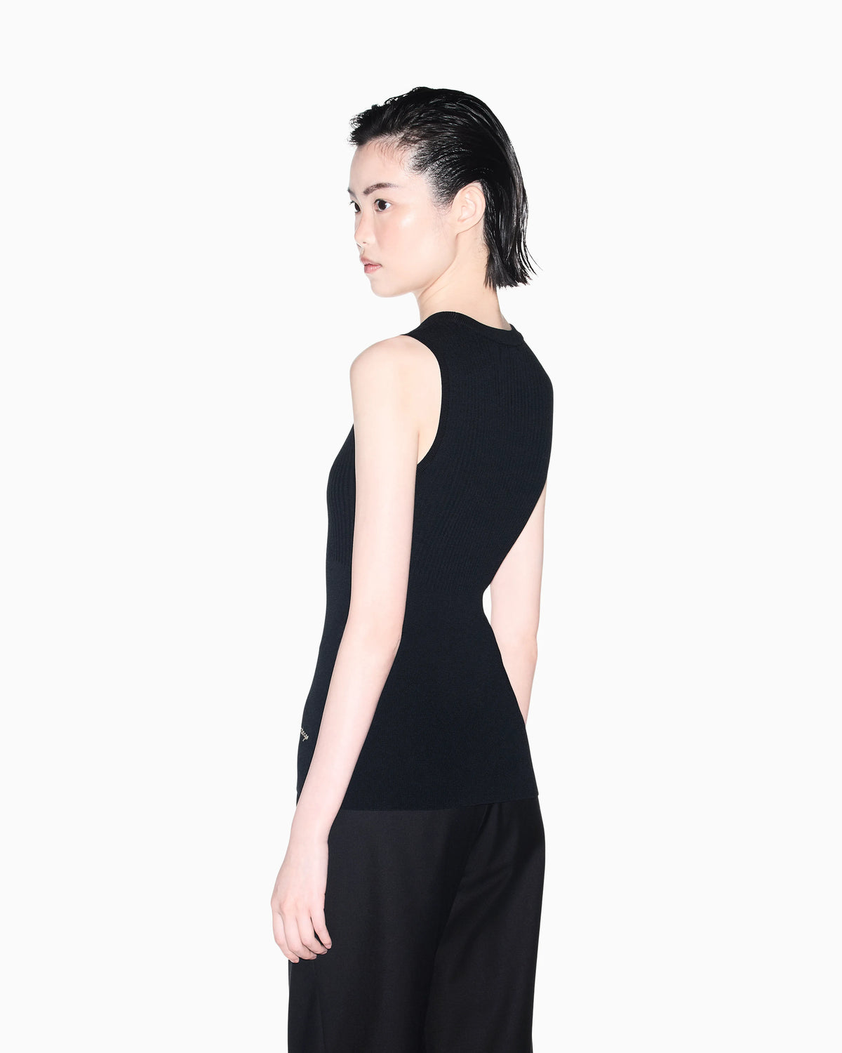 Slim-fit knit top in recycled viscose blend
