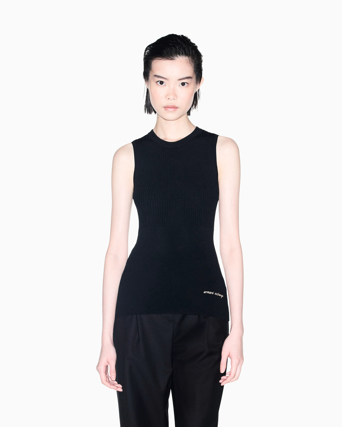 Slim-fit knit top in recycled viscose blend