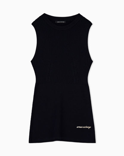Slim-fit knit top in recycled viscose blend