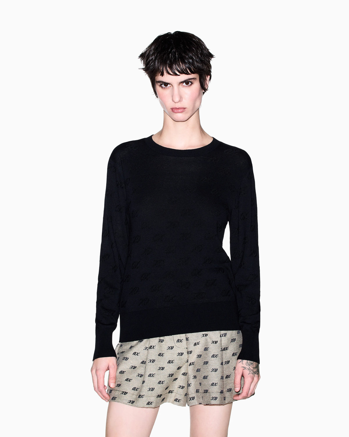 regular fit pullover in viscose and cotton with silk