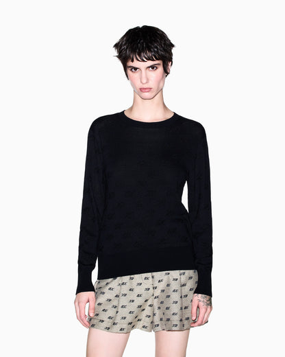 regular fit pullover in viscose and cotton with silk