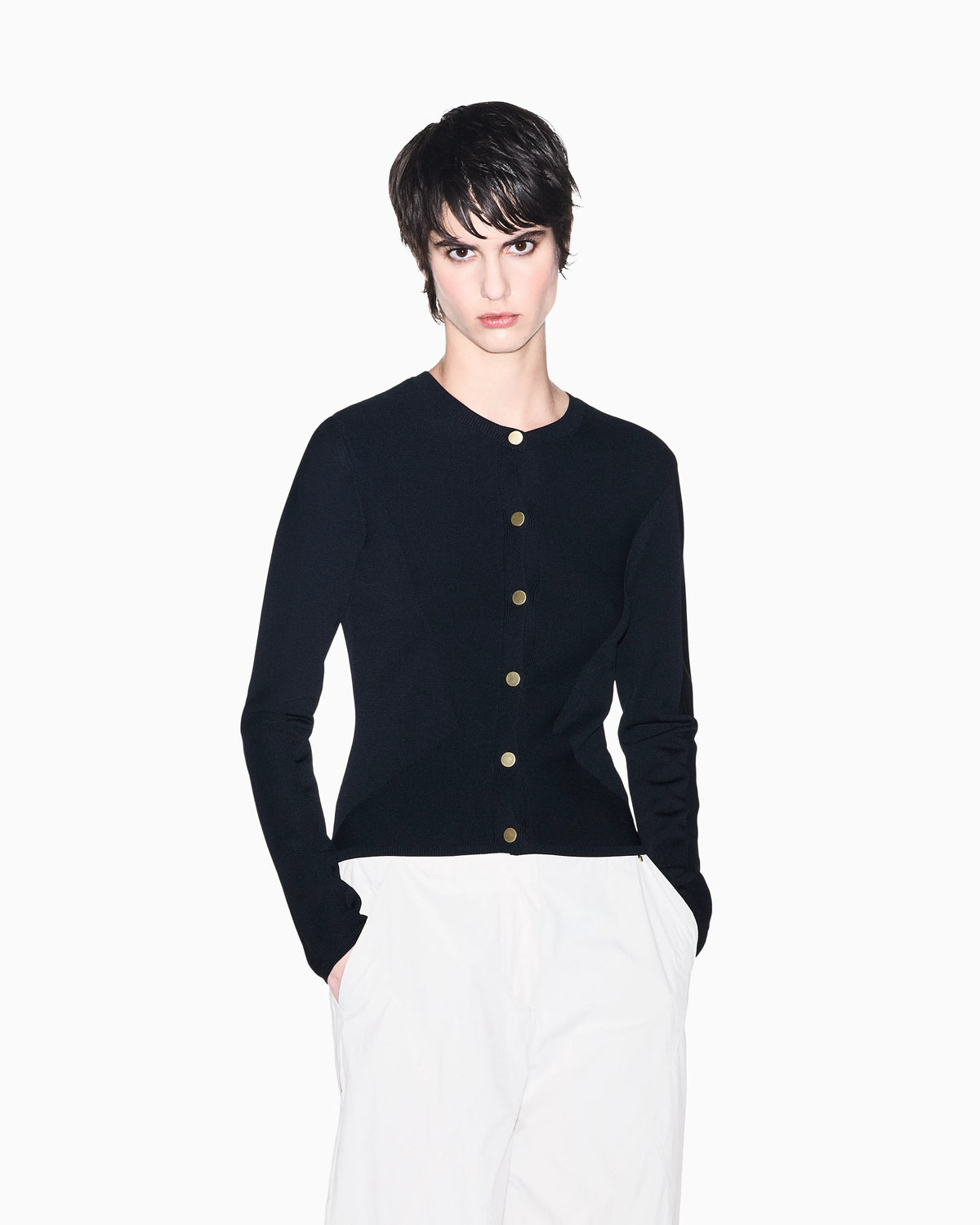 regular fit cardigan knitted recycled viscose and nylon