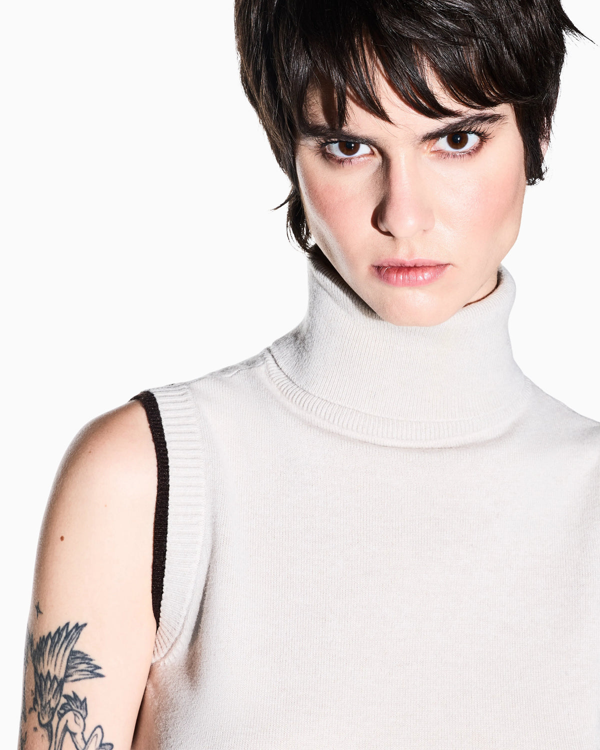 slim fit knit top in viscose wool and cashmere
