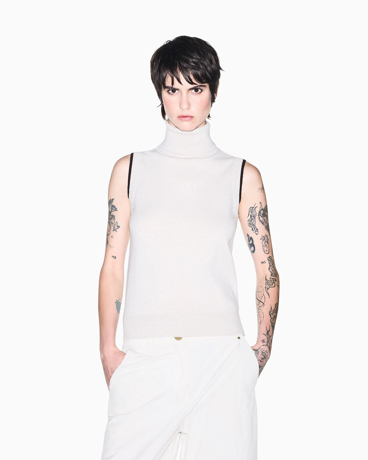 slim fit knit top in viscose wool and cashmere