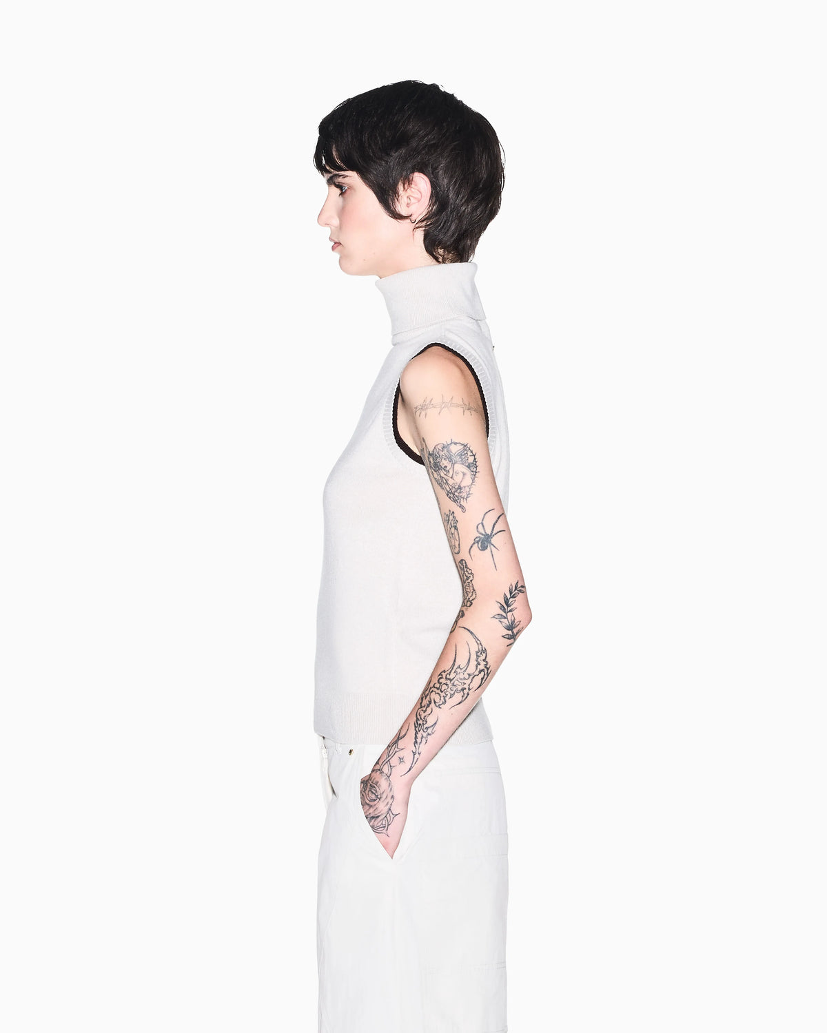 slim fit knit top in viscose wool and cashmere