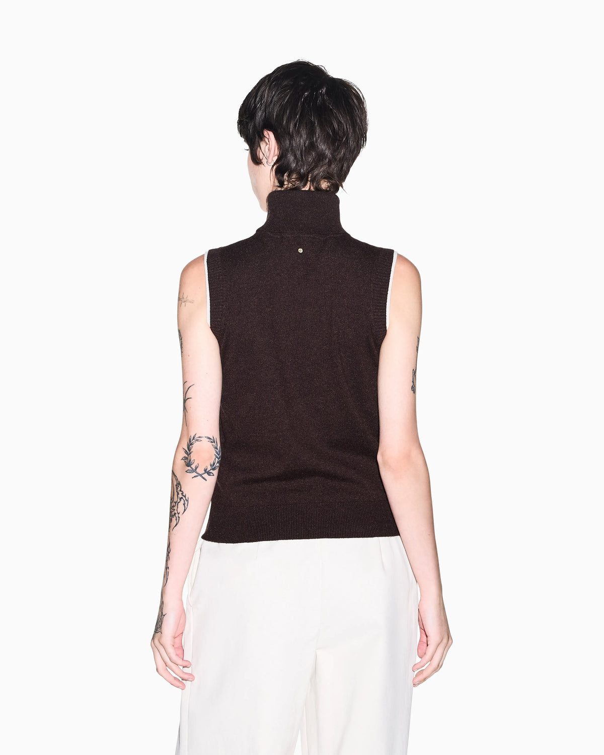 slim fit knit top in viscose wool and cashmere