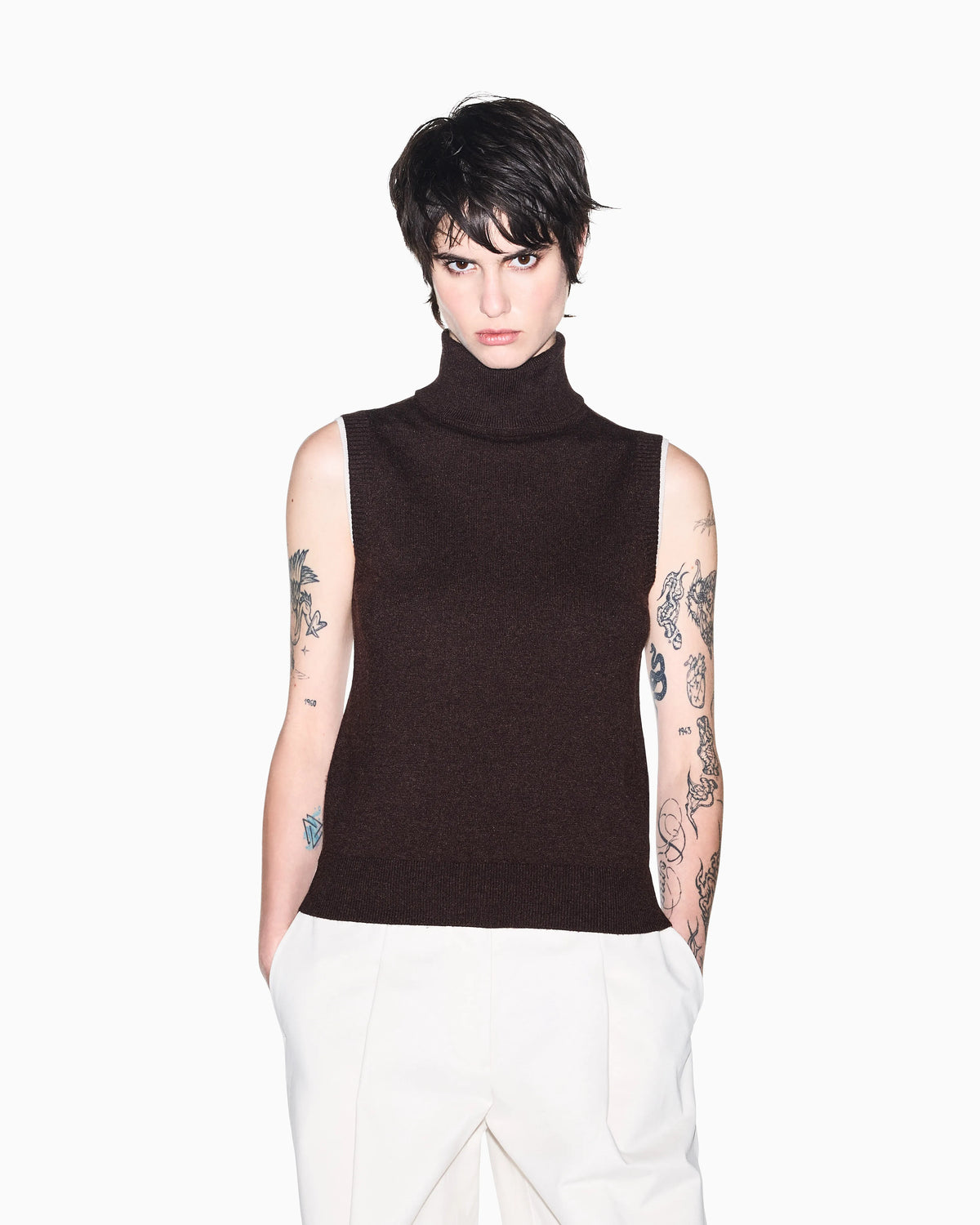 slim fit knit top in viscose wool and cashmere