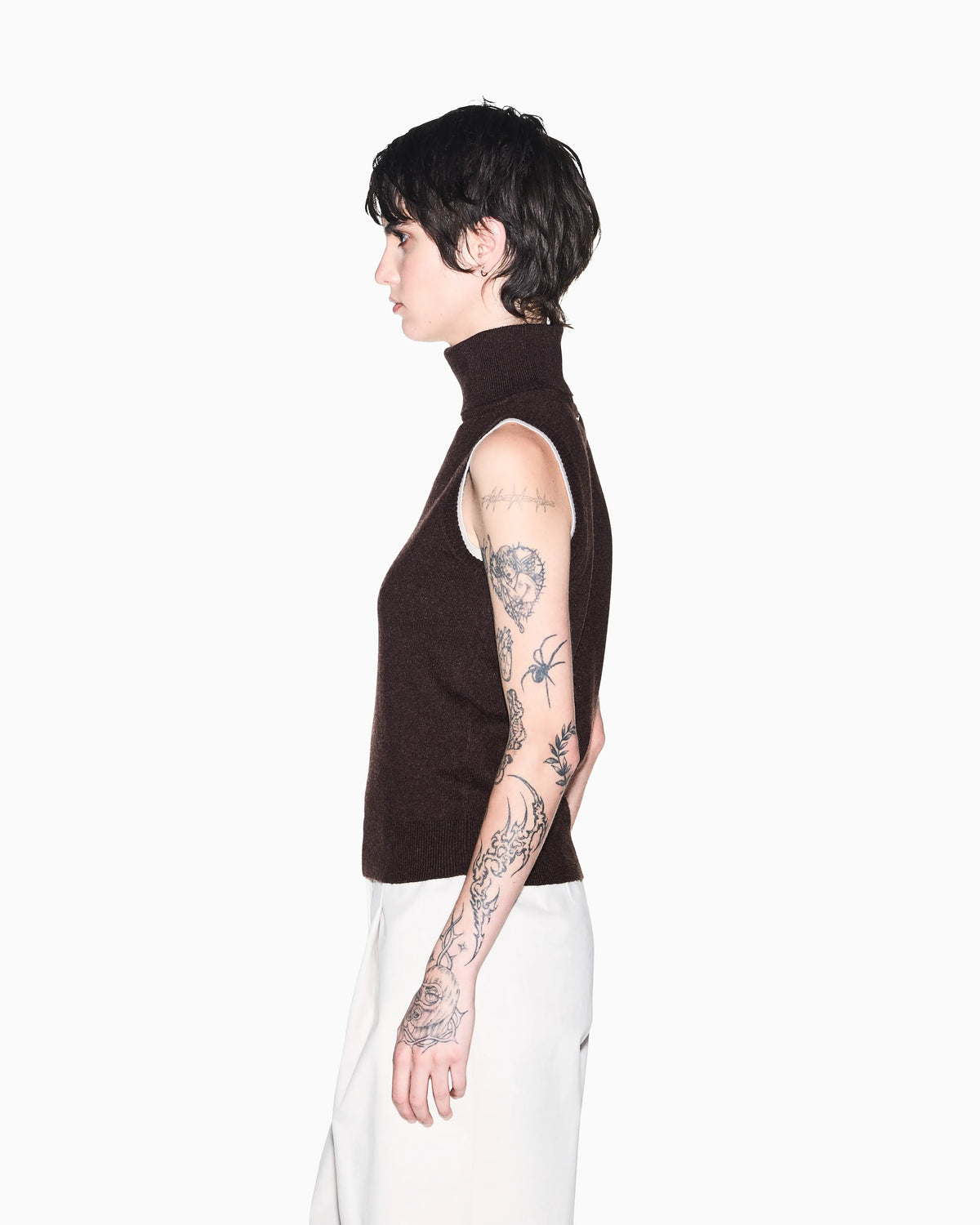 slim fit knit top in viscose wool and cashmere