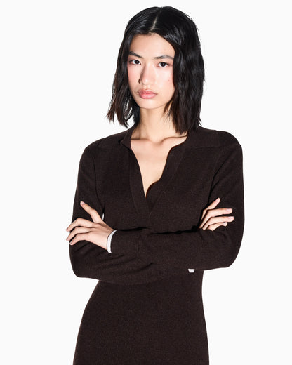 slim fit dress in viscose and wool with cashmere