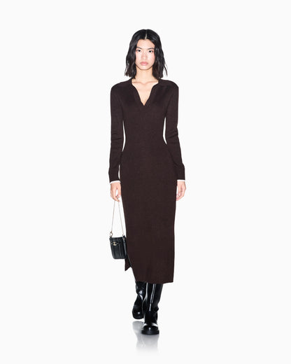 slim fit dress in viscose and wool with cashmere
