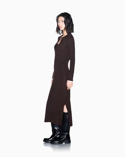 slim fit dress in viscose and wool with cashmere