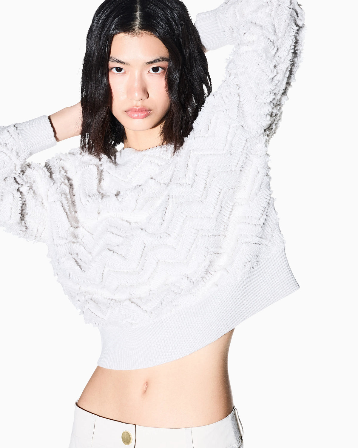 regular fit pullover in viscose and wool blend