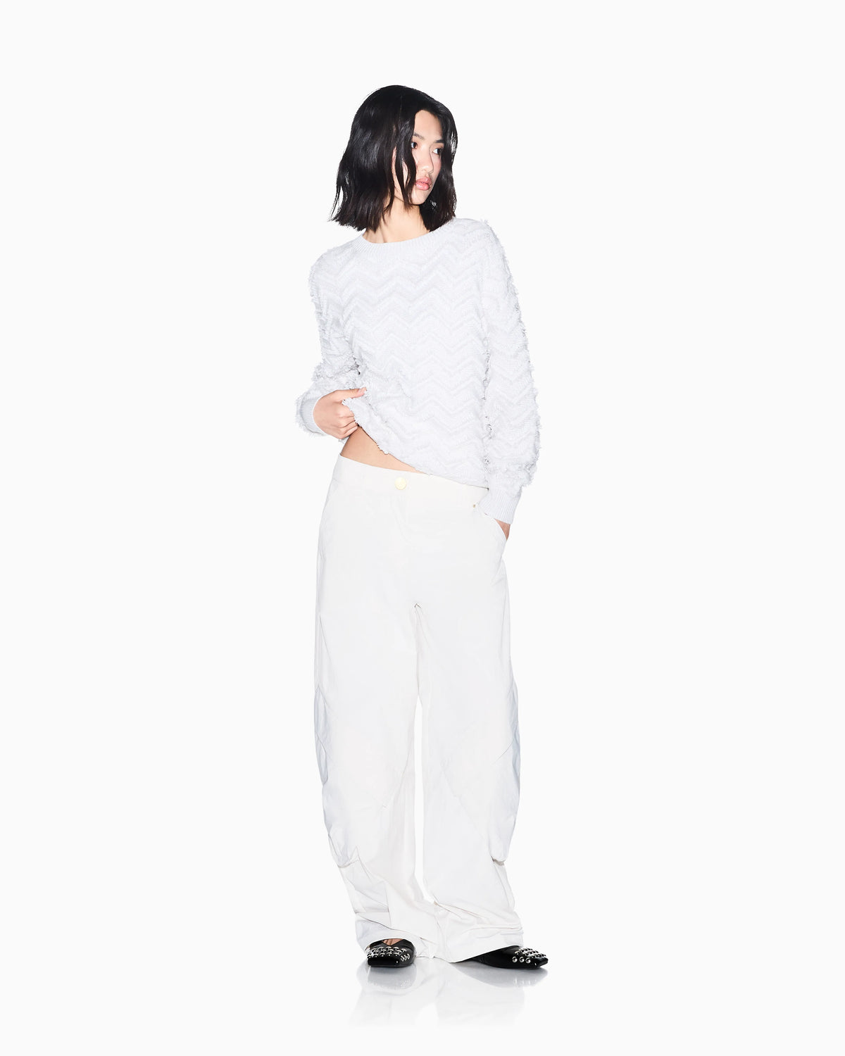 regular fit pullover in viscose and wool blend