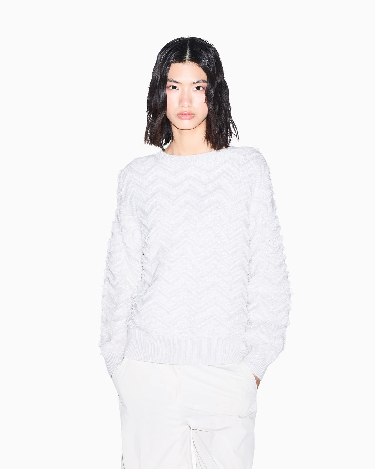 regular fit pullover in viscose and wool blend