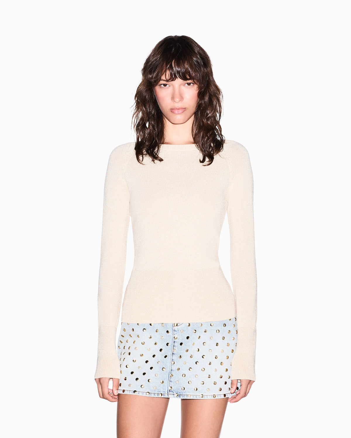 regular fit pullover metallic recycled viscose knit