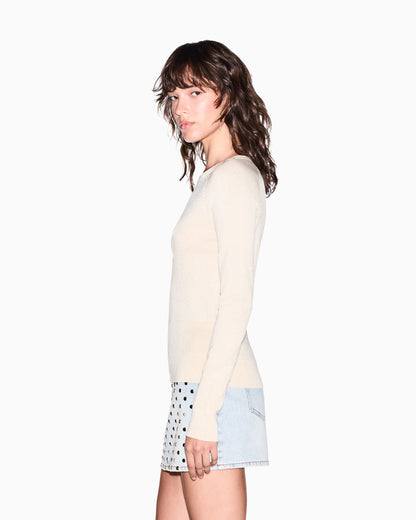 regular fit pullover metallic recycled viscose knit