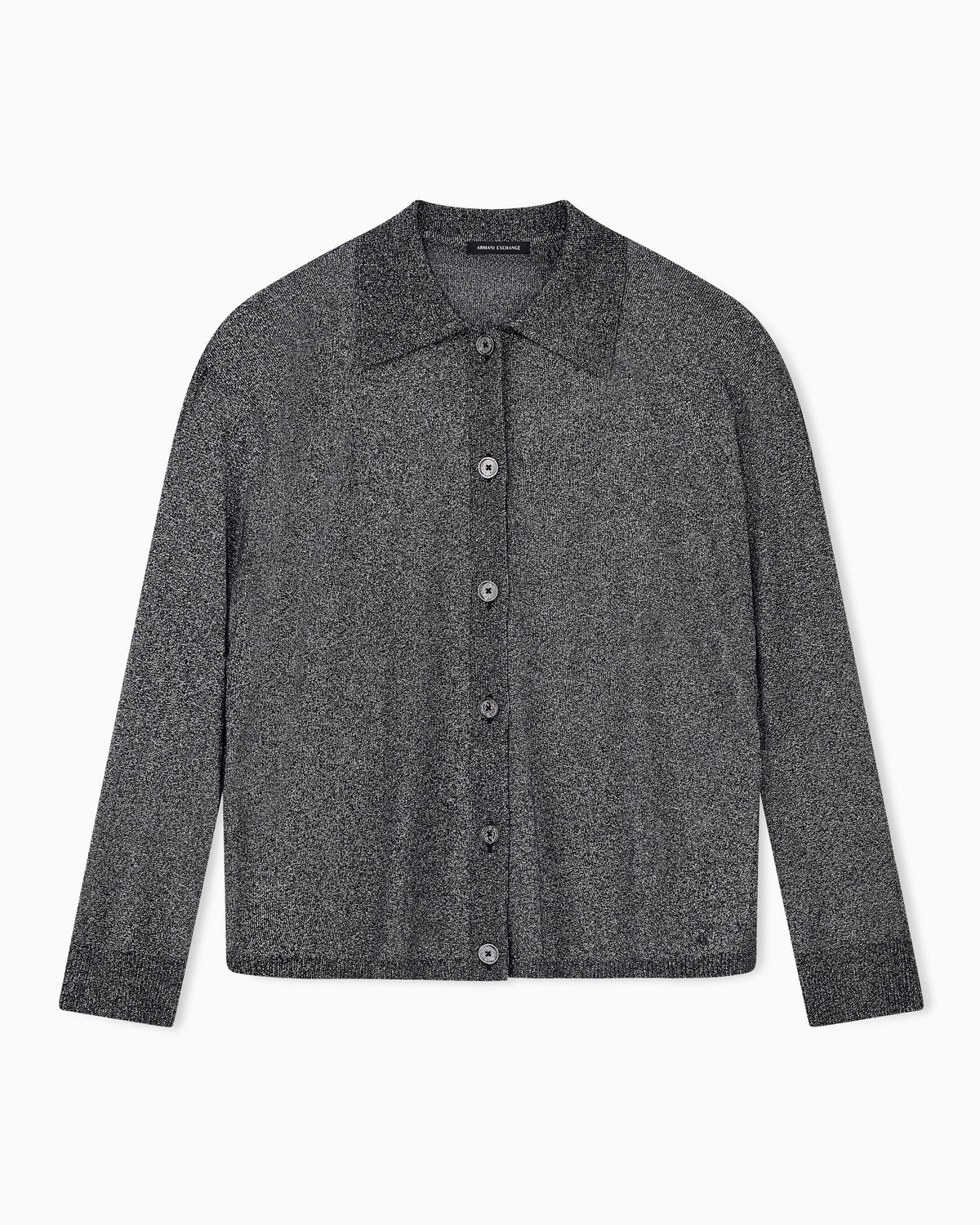 Cardigan in metallic viscose with rib details