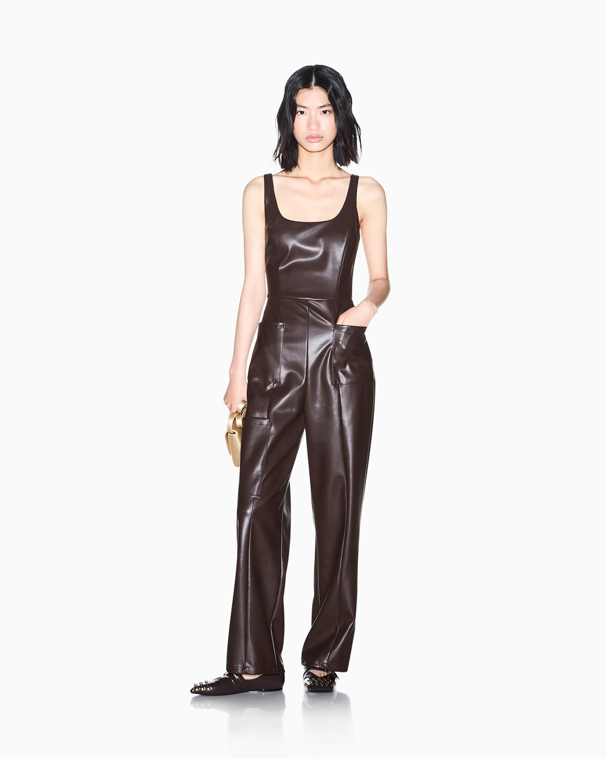regular fit Jumpsuit with outer coating and rib details