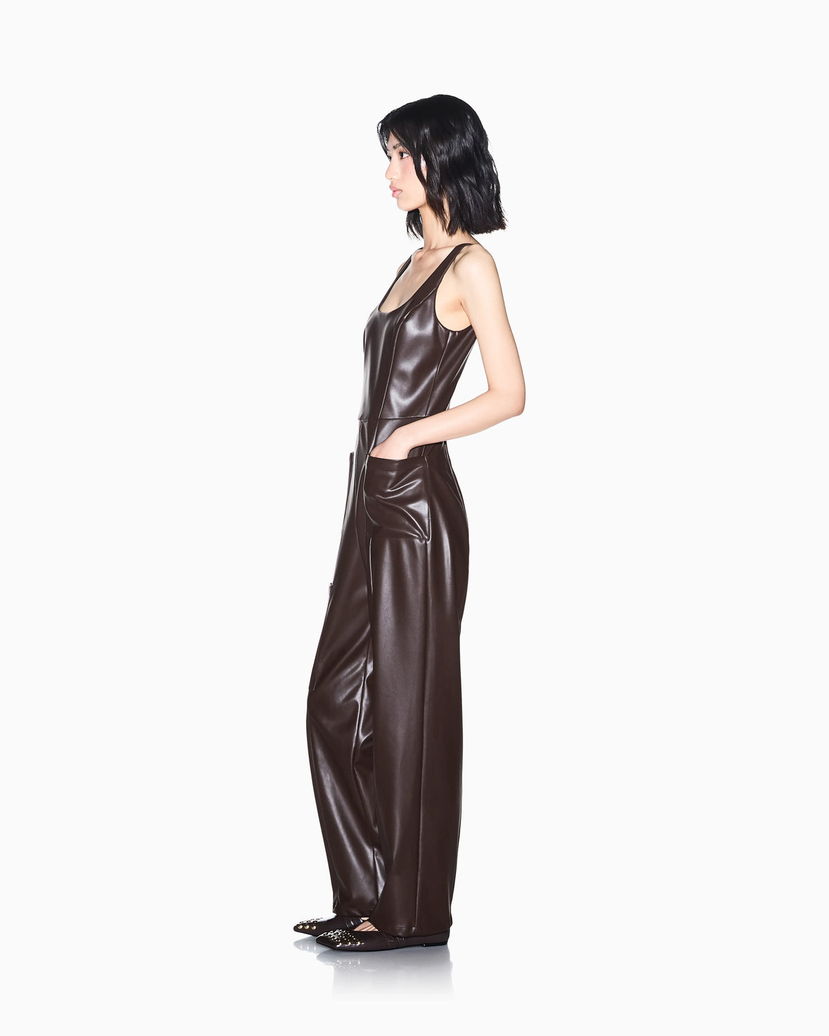 regular fit Jumpsuit with outer coating and rib details