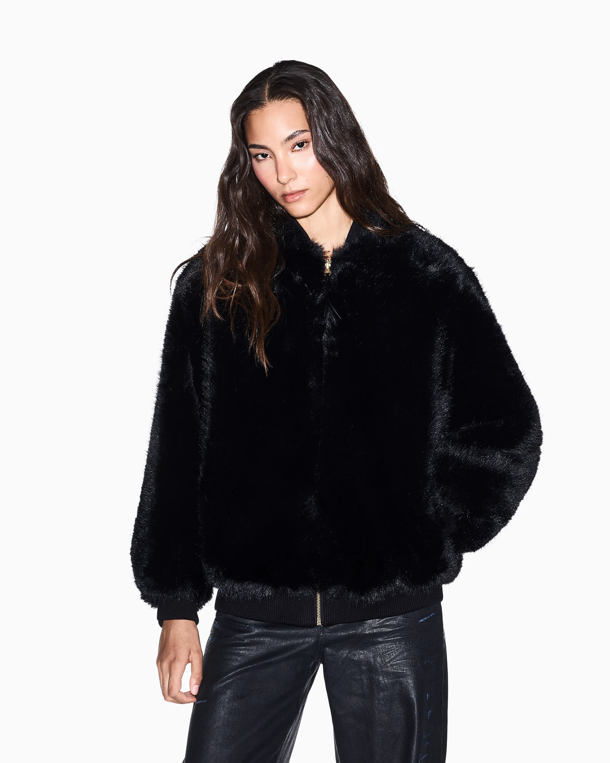 blouson jacket in faux fur