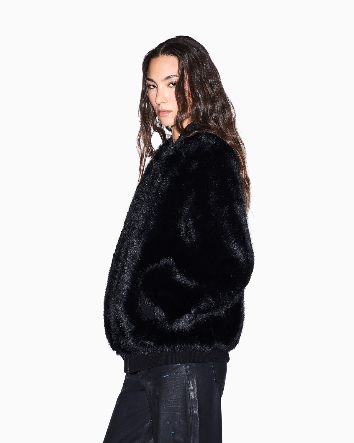 blouson jacket in faux fur