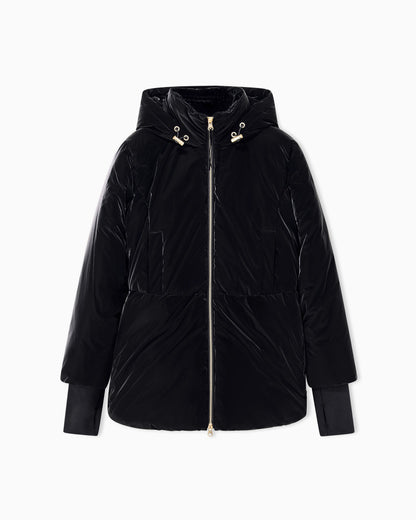 Lightweight blouson jacket with velvet effect