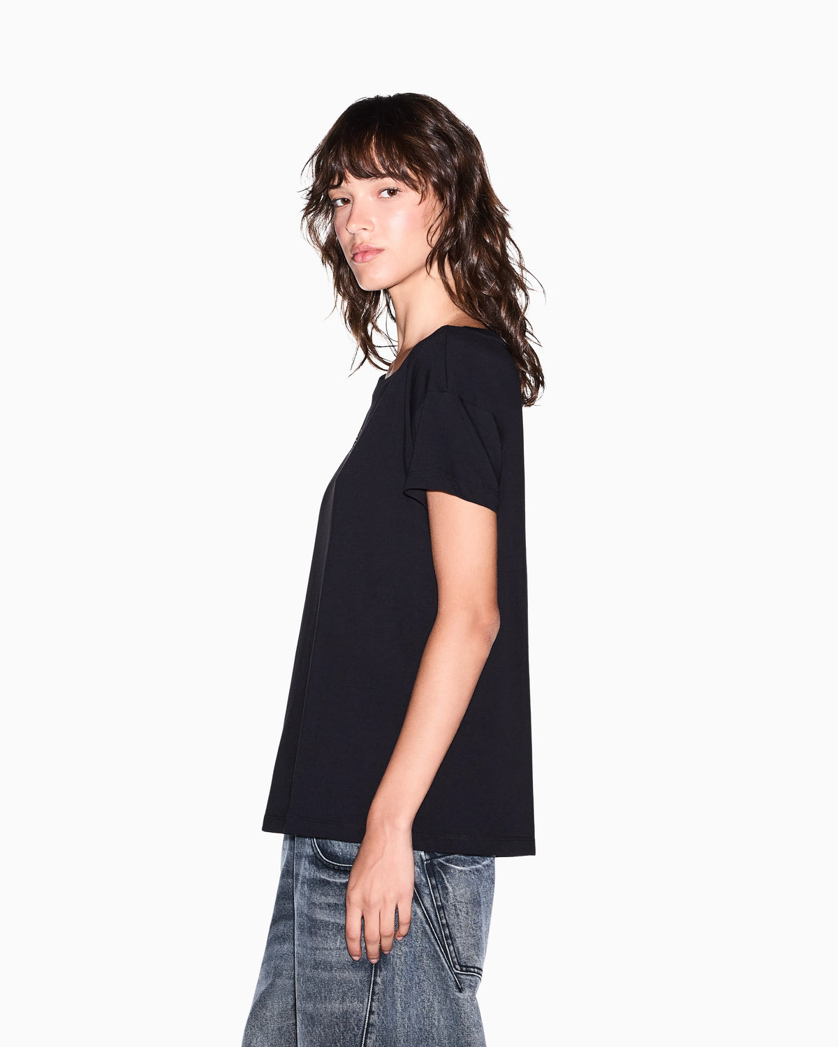 Boyfriend fit top in cotton jersey