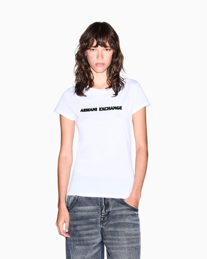 Slim-fit crew neck t-shirt in cotton jersey with chest logo