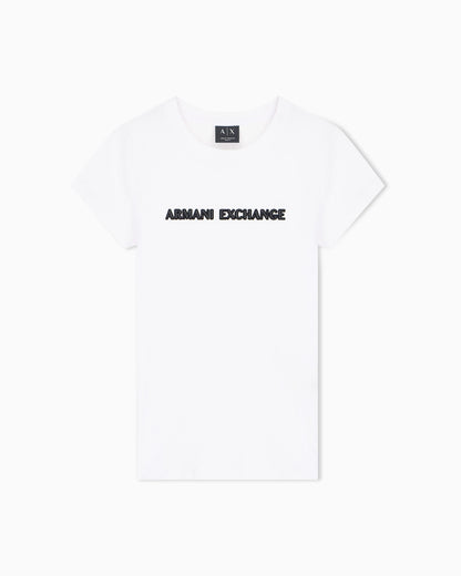 Slim-fit crew neck t-shirt in cotton jersey with chest logo