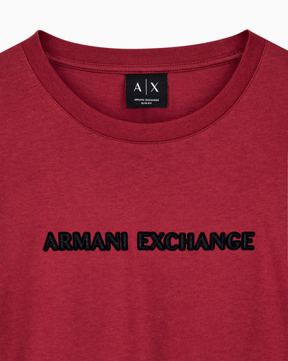 Slim-fit crew neck t-shirt in cotton jersey with chest logo