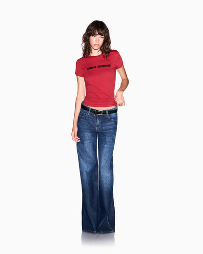 Slim-fit crew neck t-shirt in cotton jersey with chest logo