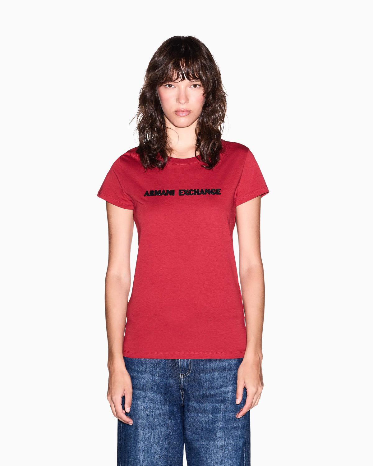 Slim-fit crew neck t-shirt in cotton jersey with chest logo
