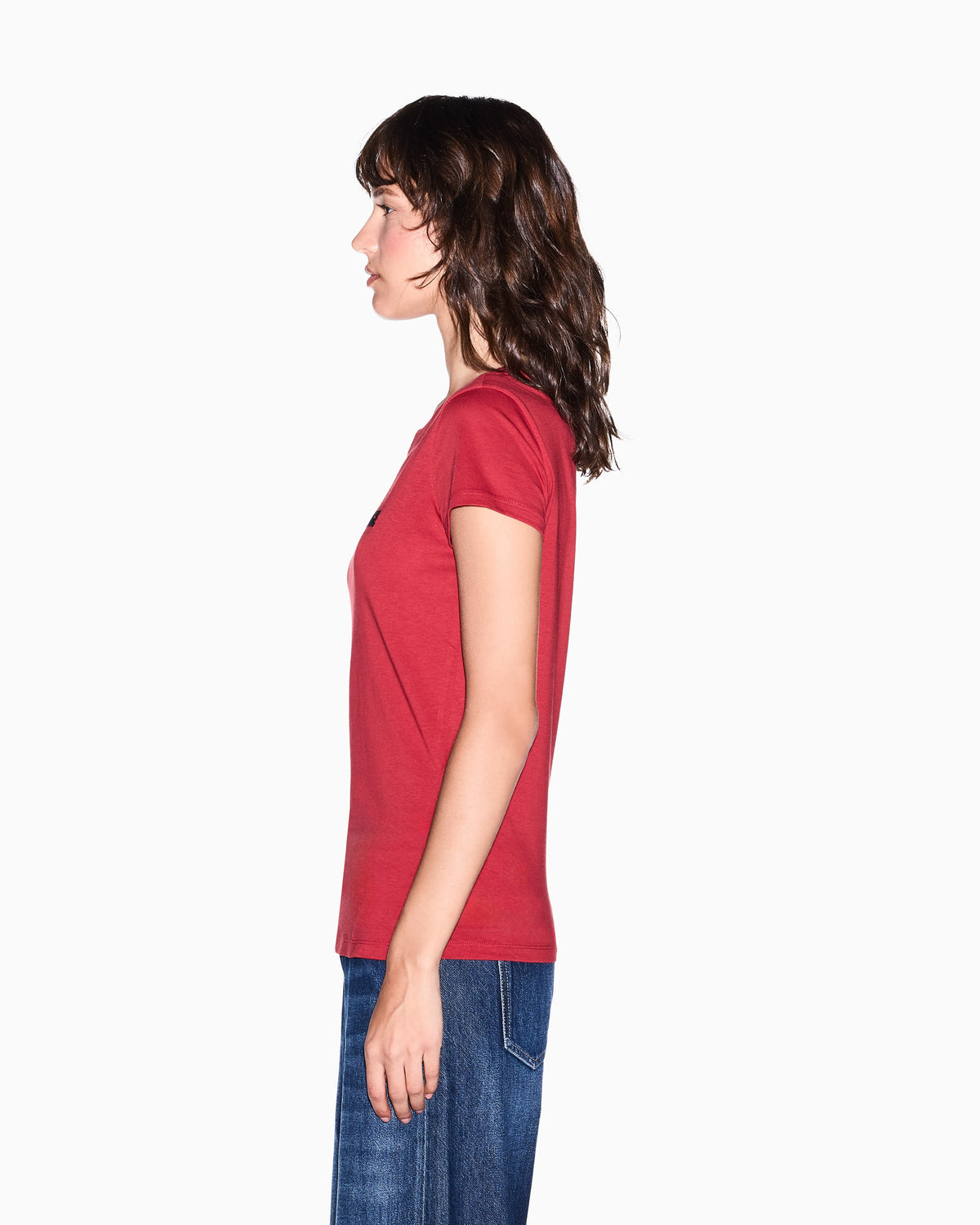 Slim-fit crew neck t-shirt in cotton jersey with chest logo