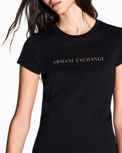 Slim-fit crew neck t-shirt in cotton jersey with chest logo