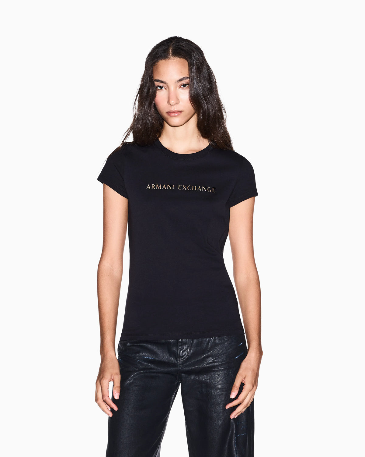Slim-fit crew neck t-shirt in cotton jersey with chest logo