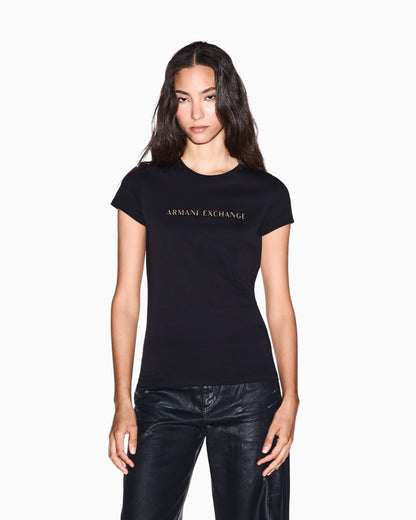 Slim-fit crew neck t-shirt in cotton jersey with chest logo