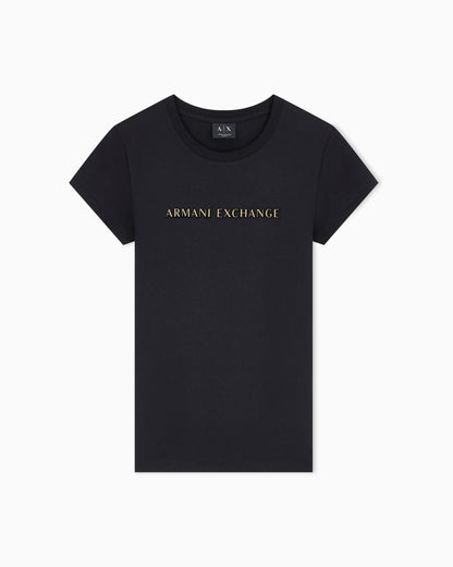 Slim-fit crew neck t-shirt in cotton jersey with chest logo