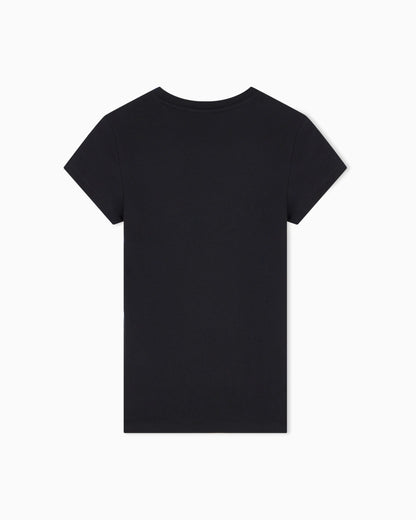 Slim-fit crew neck t-shirt in cotton jersey with chest logo