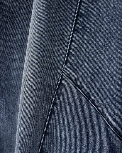 Wide fit 5-pocket pants in rigid cotton denim