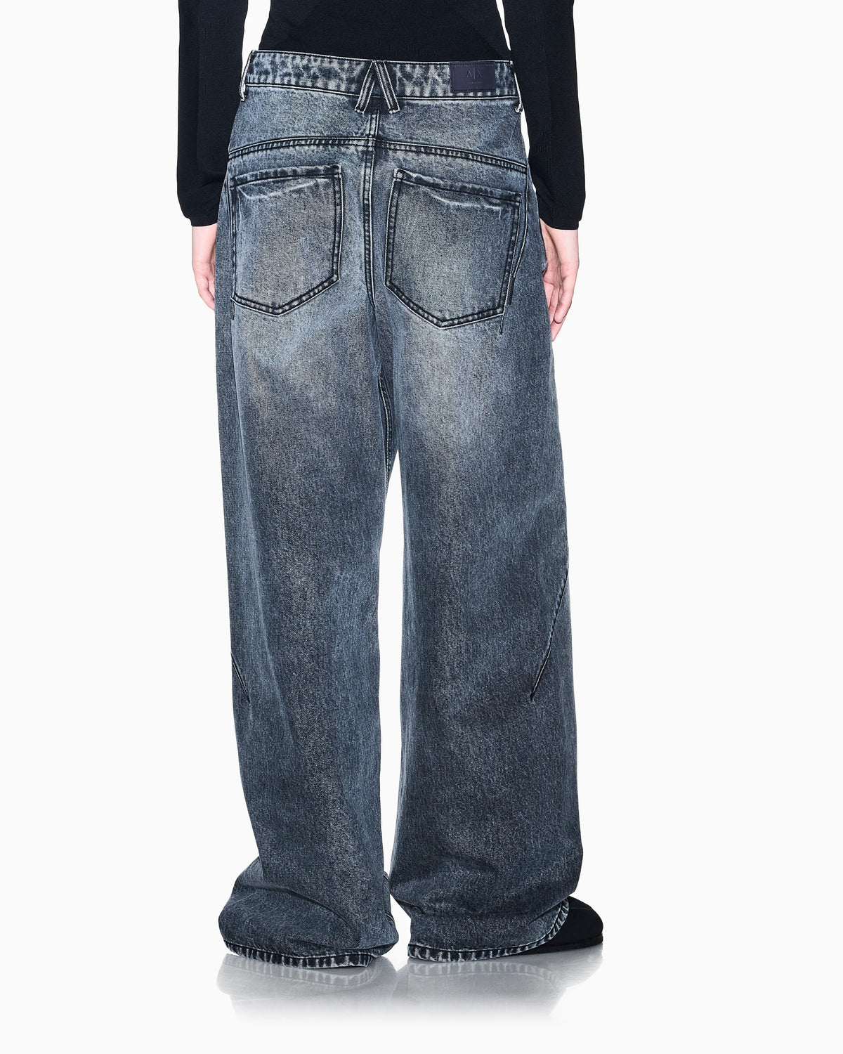 Wide fit 5-pocket pants in rigid cotton denim