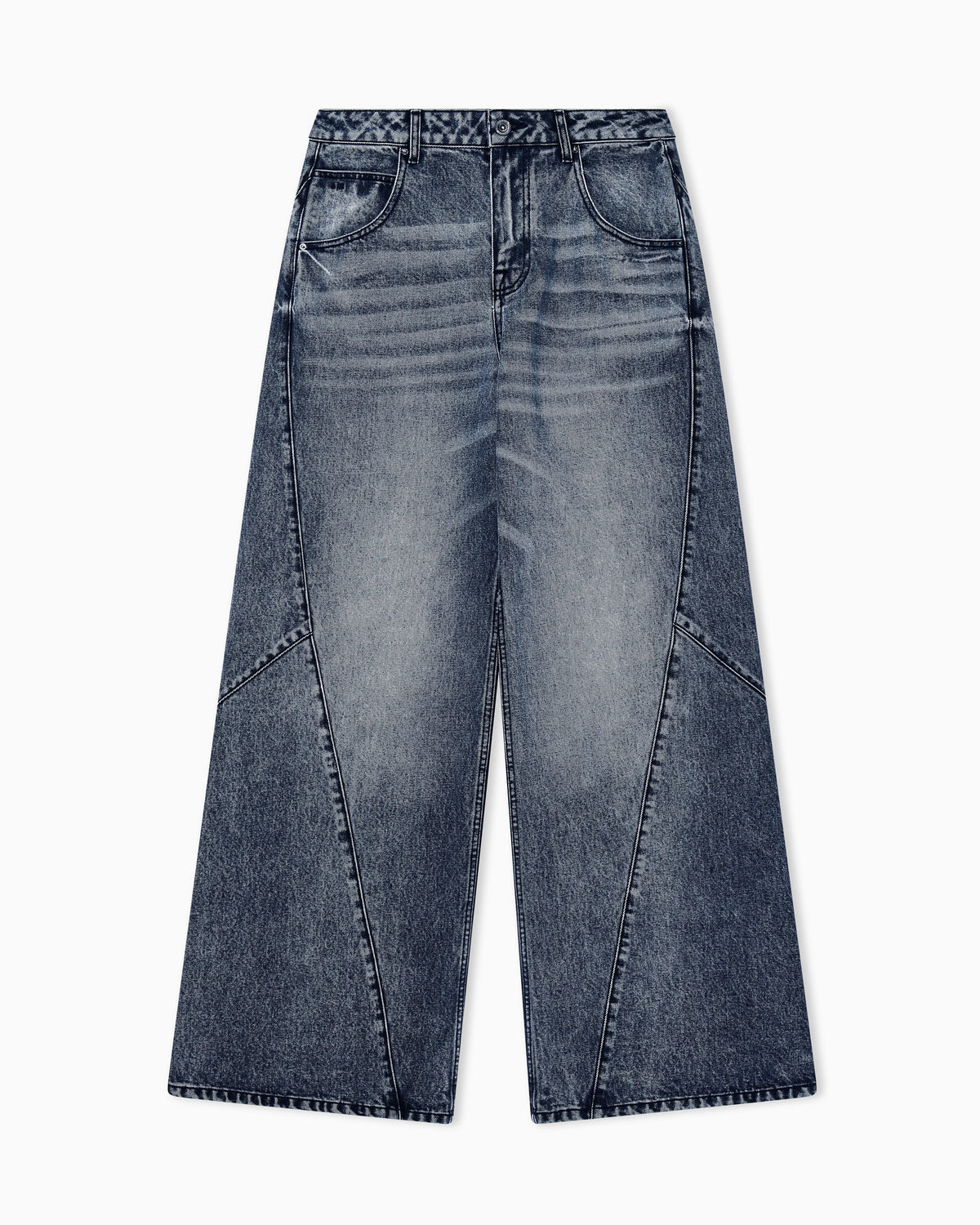 Wide fit 5-pocket pants in rigid cotton denim