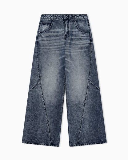 Wide fit 5-pocket pants in rigid cotton denim