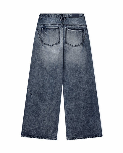 Wide fit 5-pocket pants in rigid cotton denim