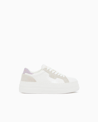 low cut Sneakers with coated and split leather upper