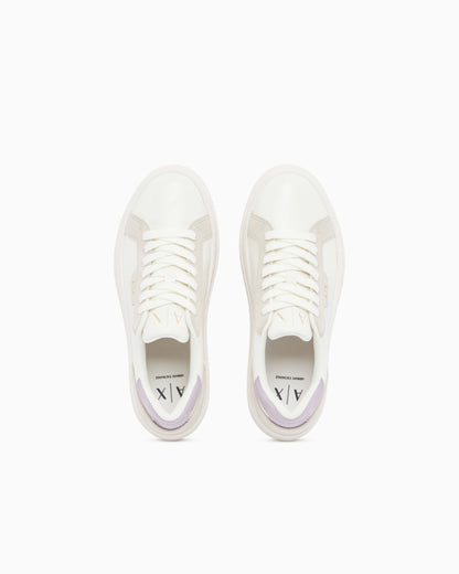 low cut Sneakers with coated and split leather upper