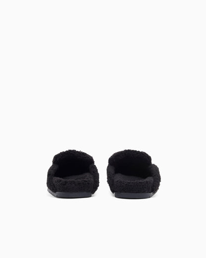 Suede clogs with teddy details