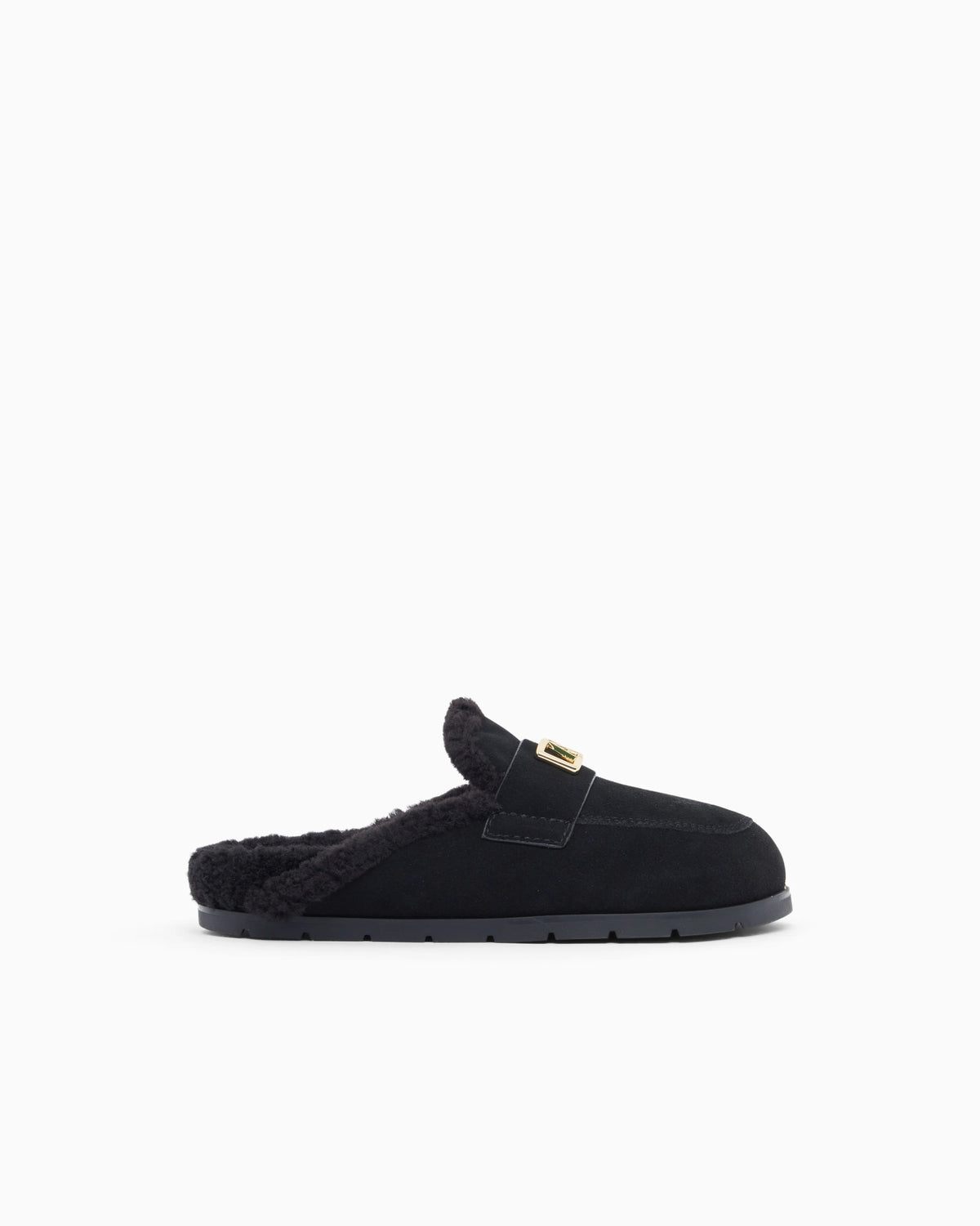 Suede clogs with teddy details