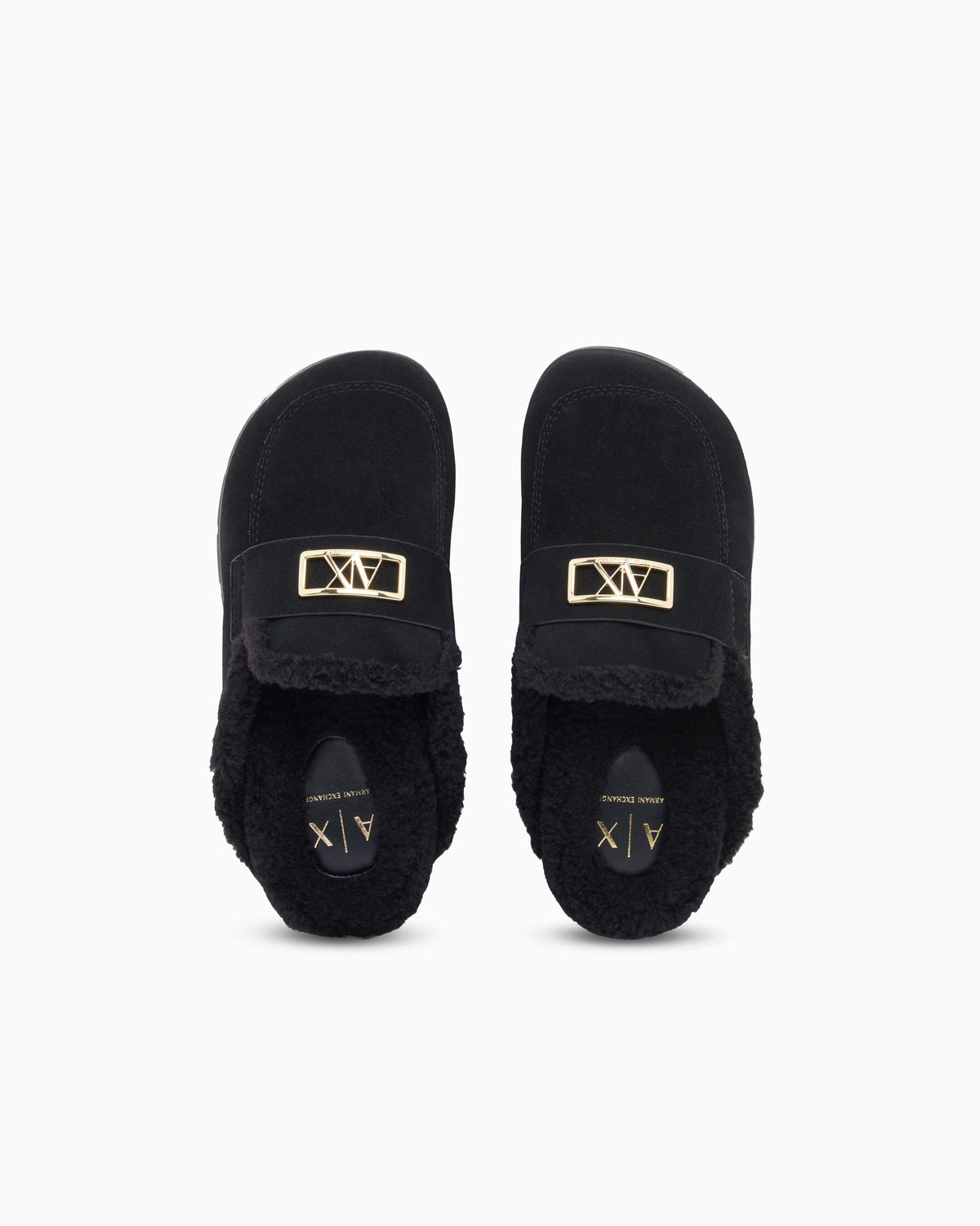 Suede clogs with teddy details