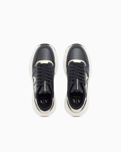 Sneakers with metallic details and rubber sole