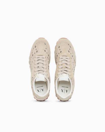 Sneakers with all-over print and suede inserts